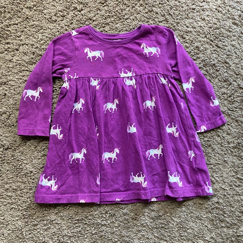 Girls Purple Long Sleeve Unicorn Top